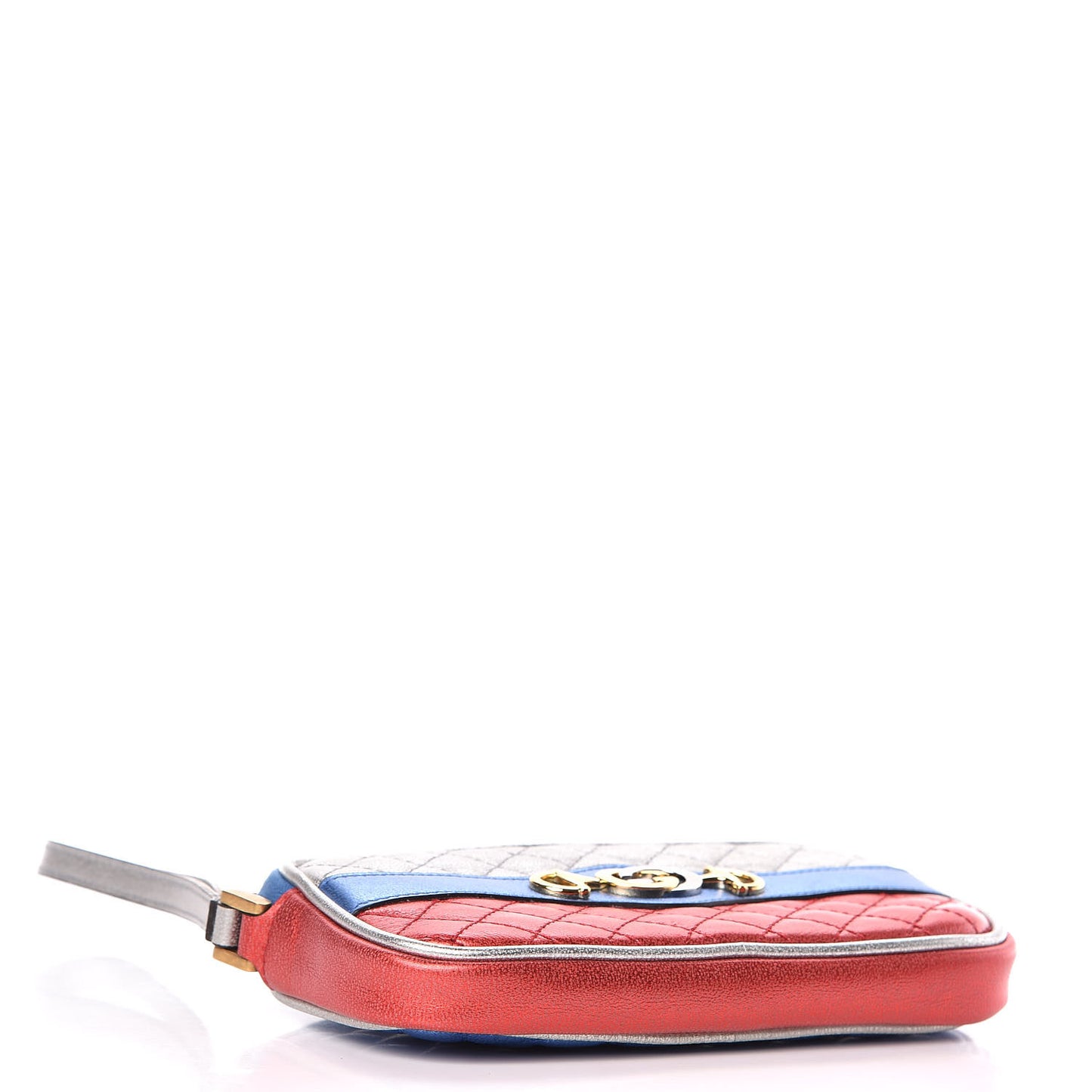 Laminated Nappa Trapuntata Zumi iPhone Case Rosso Marine Argento