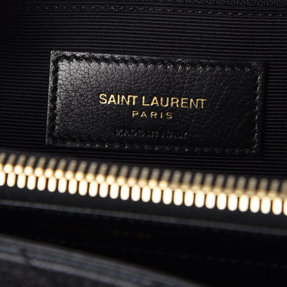 Saint Laurent Grain De Poudre Matelasse Chevron Monogram Shopping Bag Black 6 of 7
