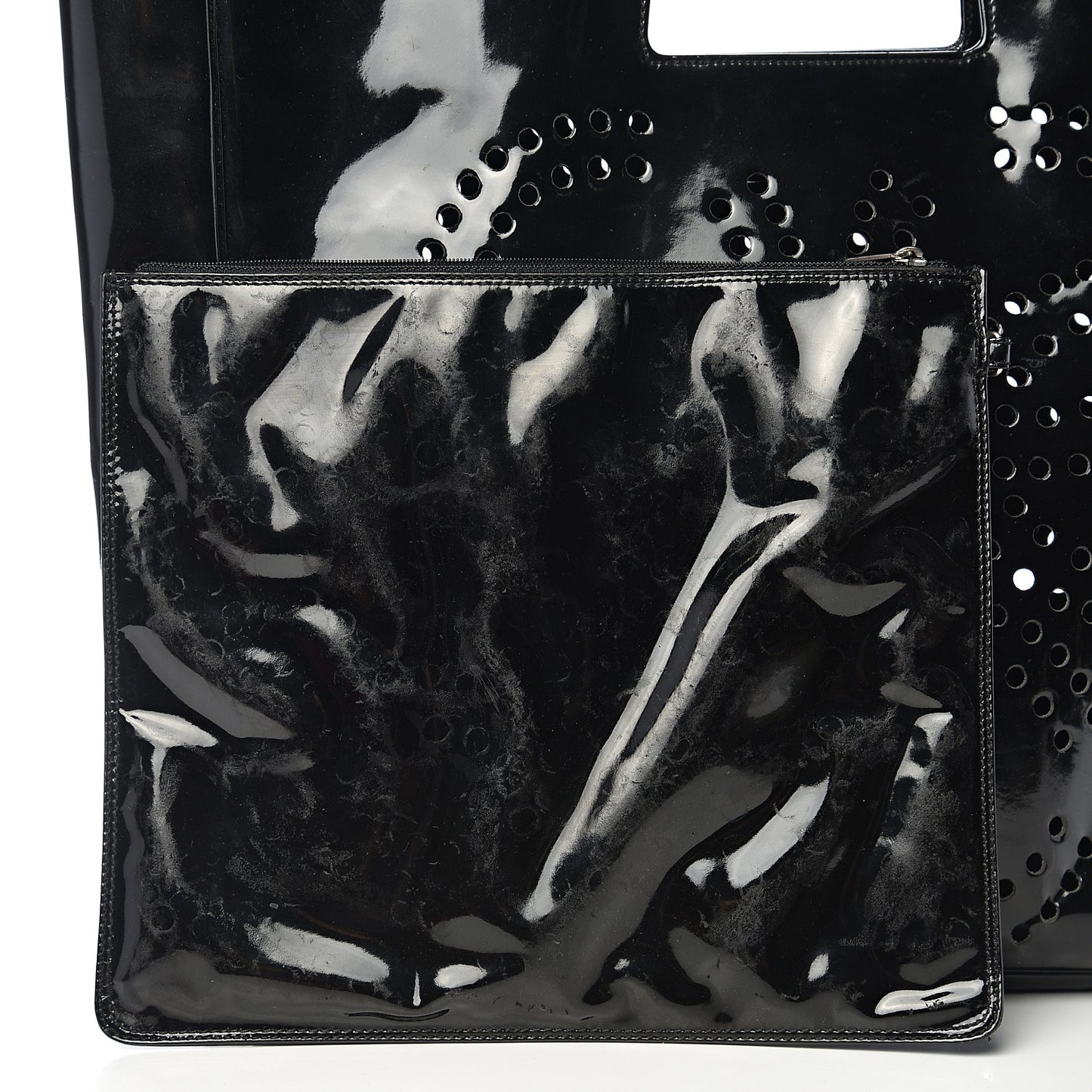 Patent Perforated CC Handle Bag Black