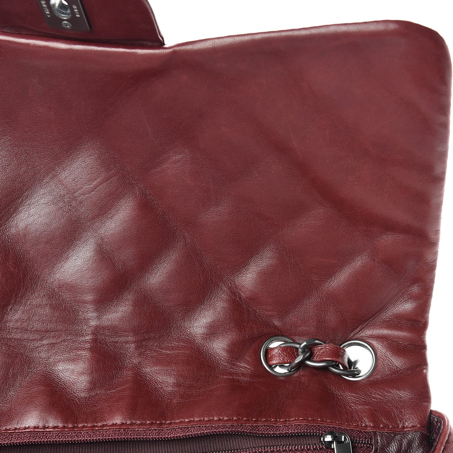 Lambskin Quilted Jumbo Single Flap Dark Red