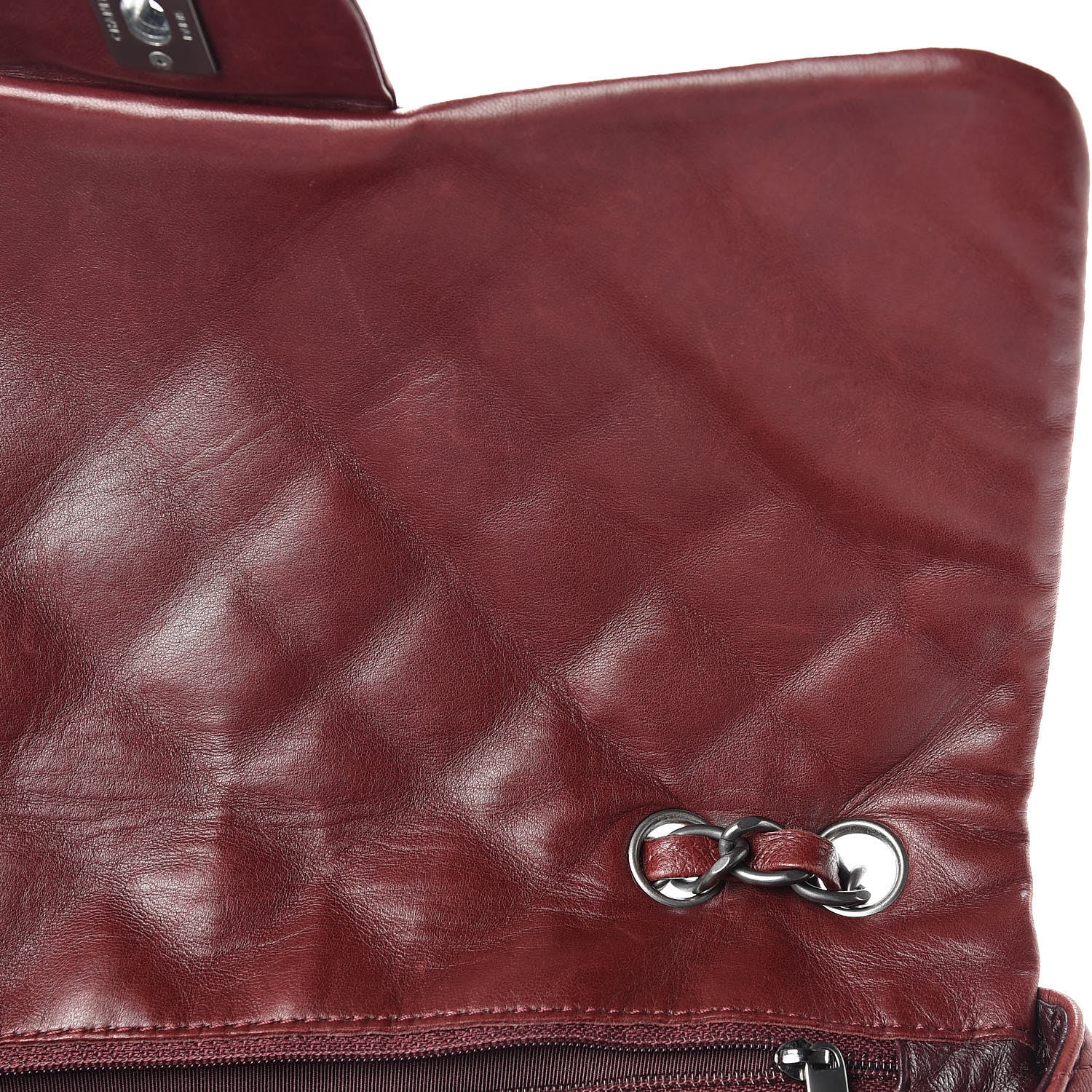 Chanel Lambskin Quilted Jumbo Single Flap Dark Red 16 of 22