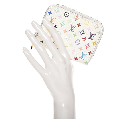 Louis Vuitton Monogram Multicolor Zippy Coin Purse Wallet White Litchi 2 of 7