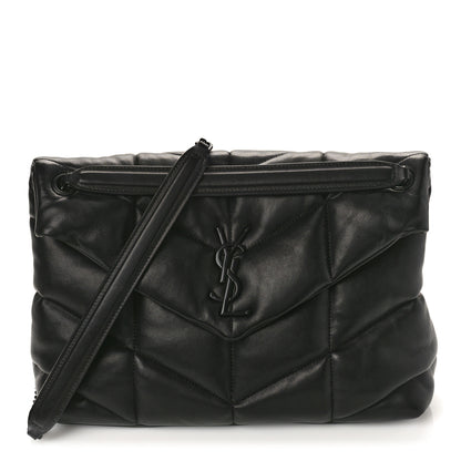 Saint Laurent Lambskin Quilted Monogram Monochrome Medium Loulou Puffer Chain Satchel Black 1 of 8