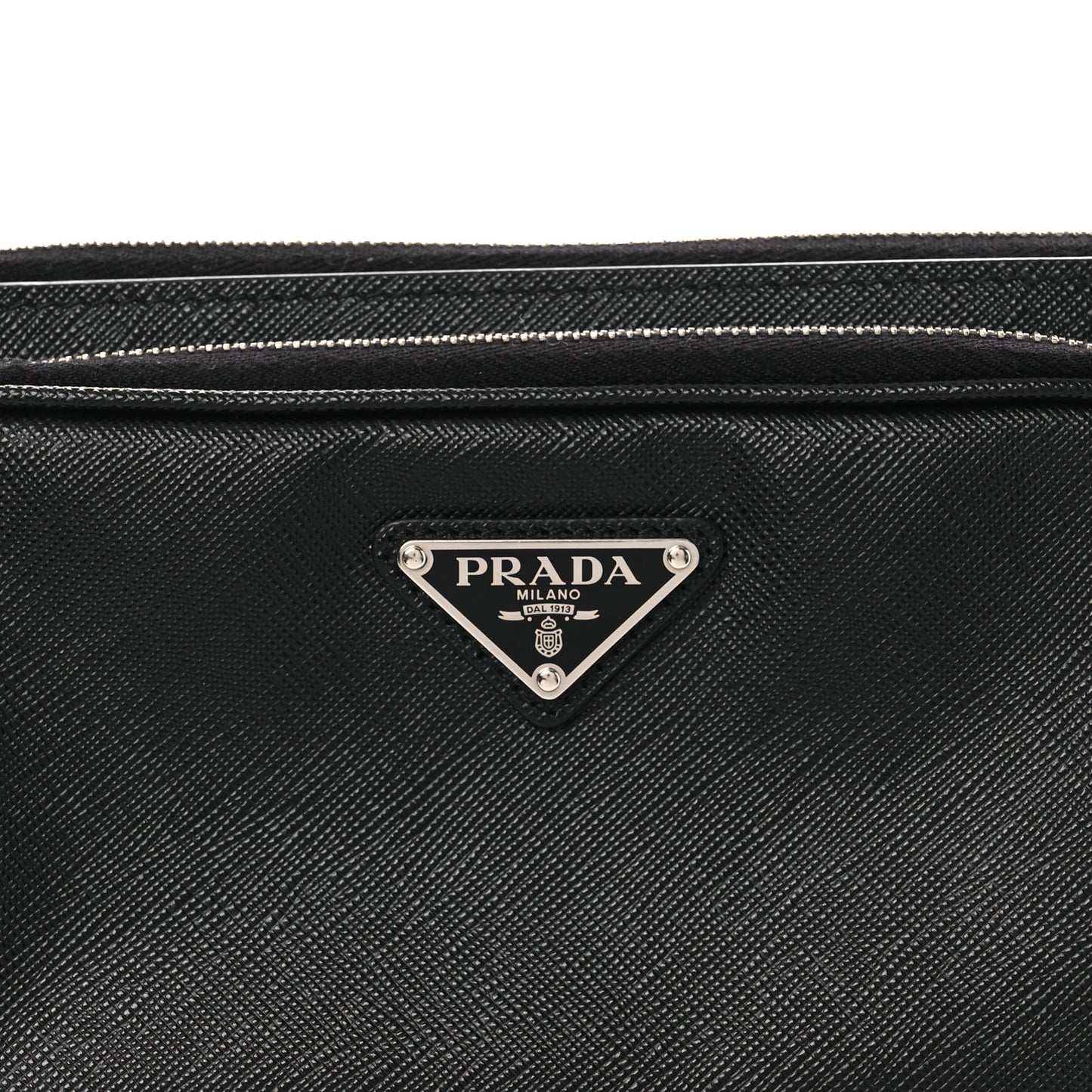 Saffiano Travel Double Zip Crossbody Belt Bag Black