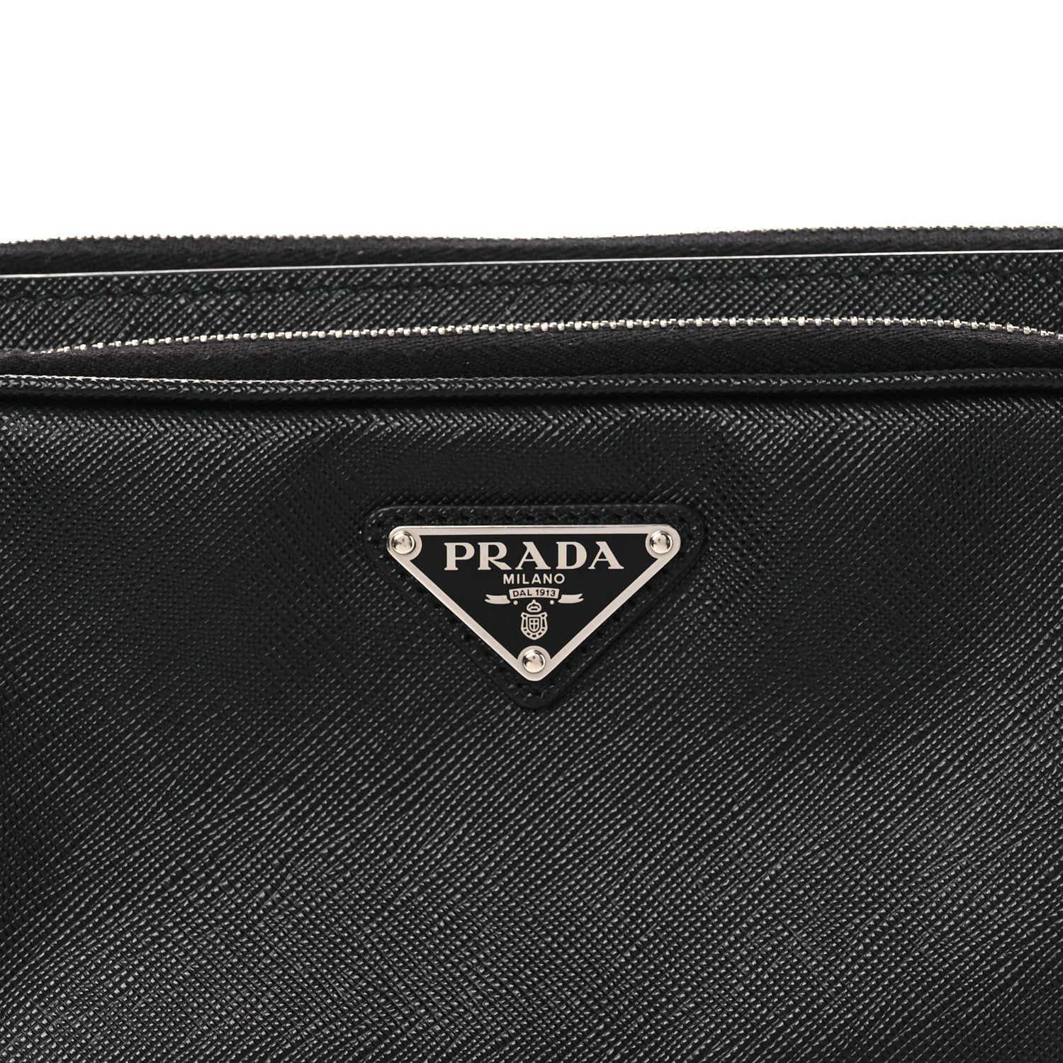 Prada Saffiano Travel Double Zip Crossbody Belt Bag Black 8 of 10