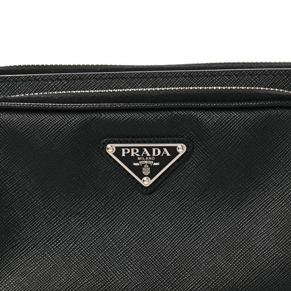 Prada Saffiano Travel Double Zip Crossbody Belt Bag Black 8 of 10