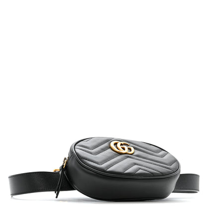 Gucci Calfskin Matelasse GG Marmont Belt Bag 85 34 Black 4 of 13