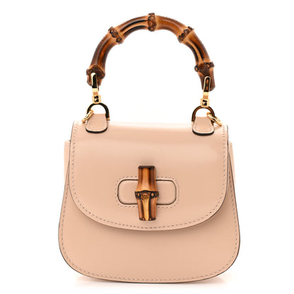 Gucci Calfskin Super Mini Bamboo 1947 Top Handle Chain Bag Light Beige 1 of 10