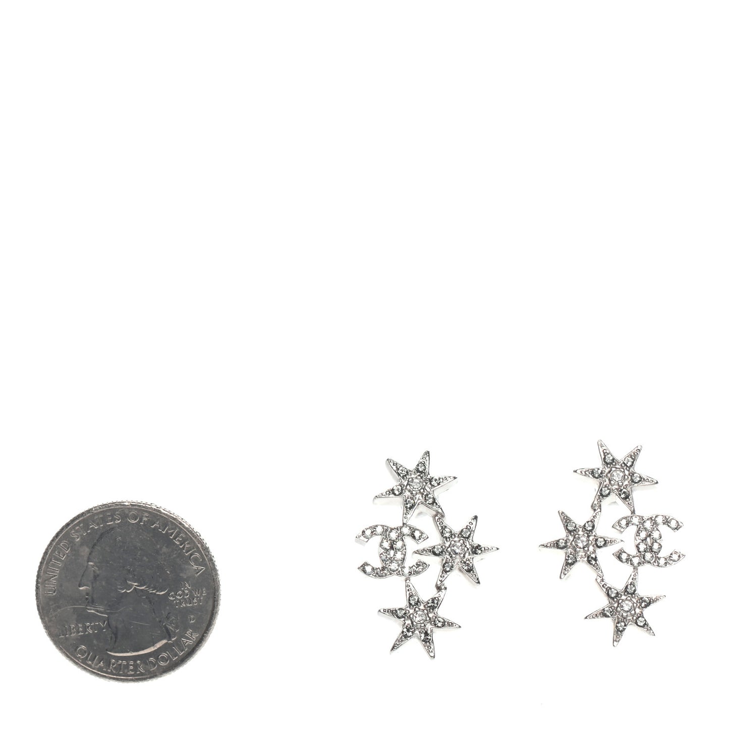 Crystal CC Star Earrings Silver