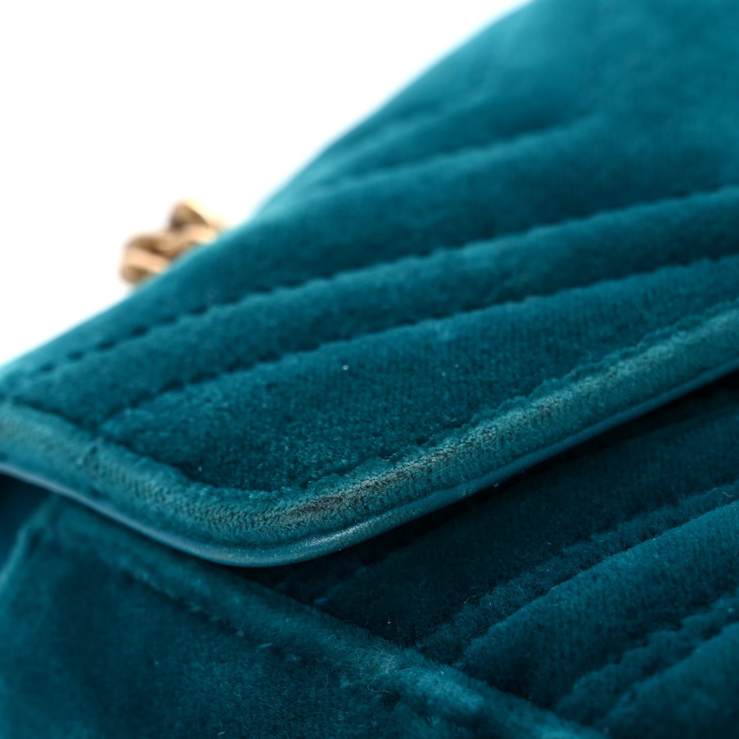Gucci Velvet Matelasse Small GG Marmont Shoulder Bag Pavone Cyan 15 of 20