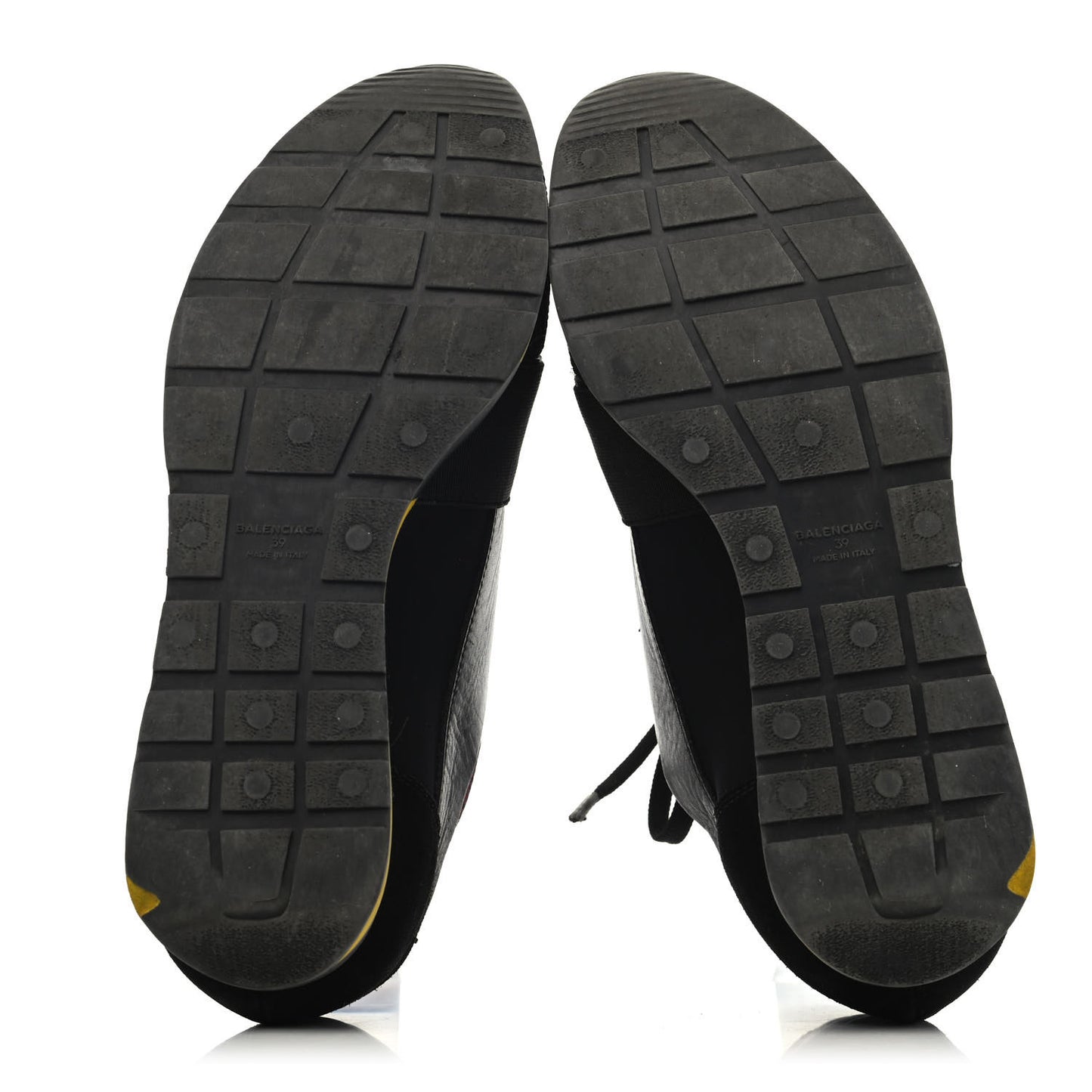 Calfskin Neoprene Mesh Suede Race Runner Sneakers 39 Black Yellow