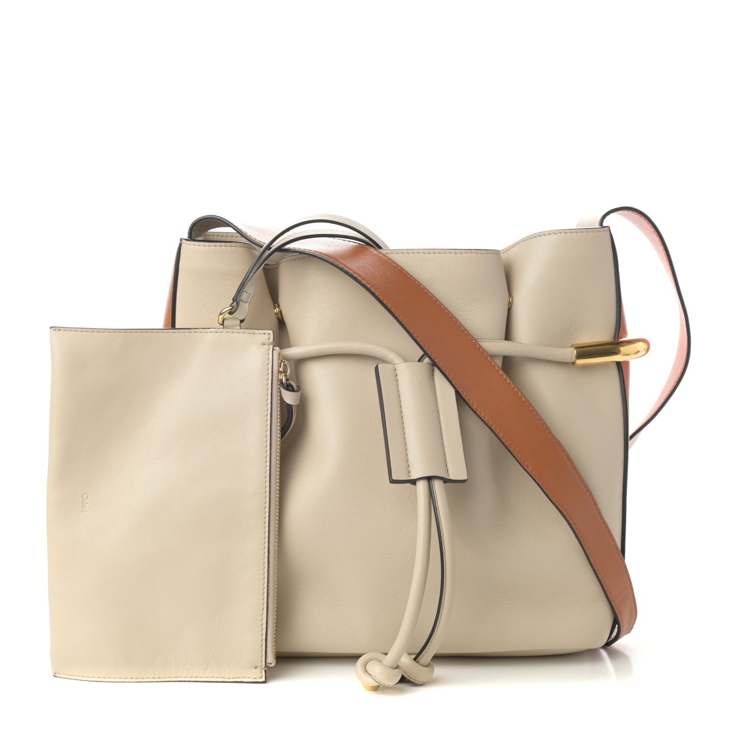 Calfskin Small Emma Drawstring Bag Milky White