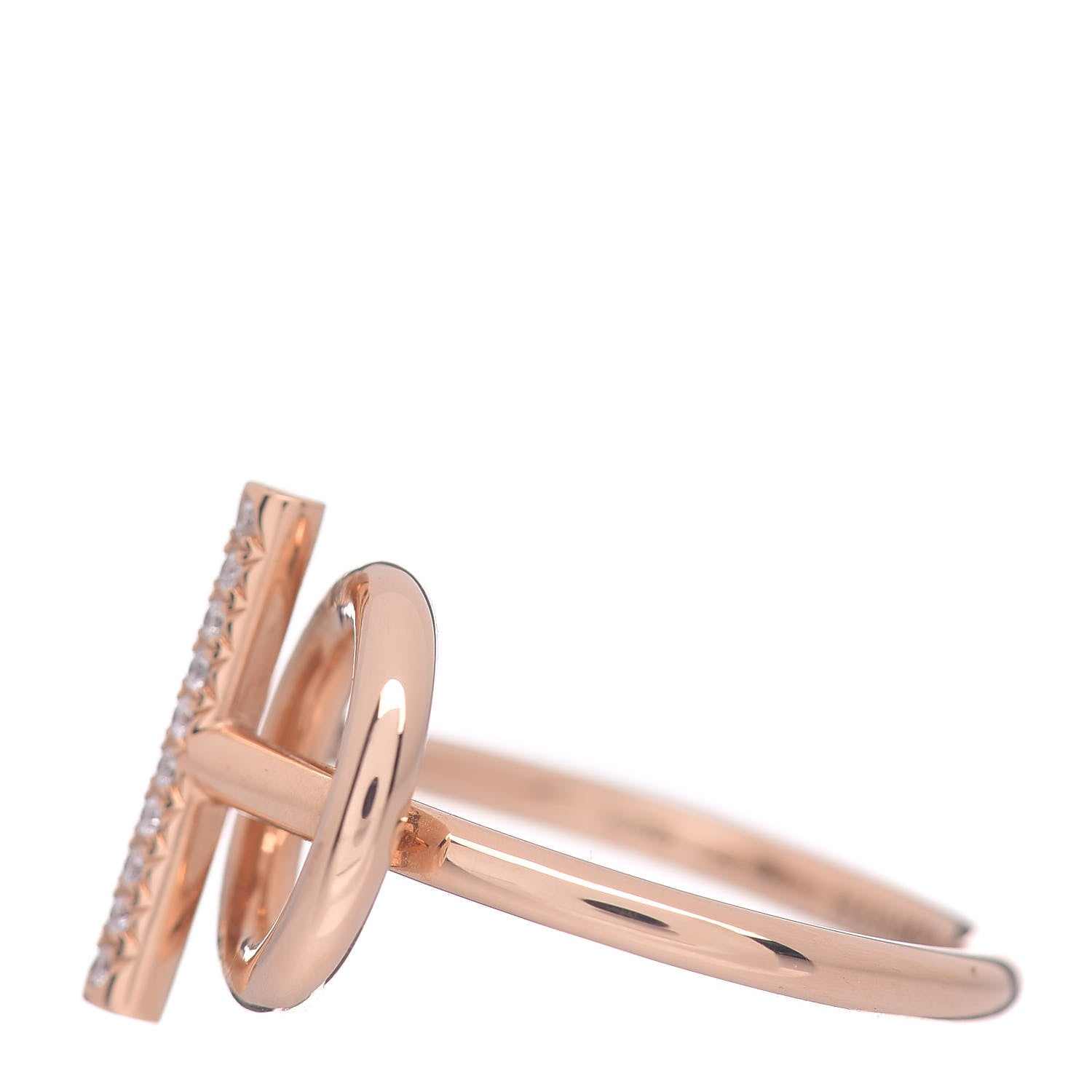 Hermes 18K Rose Gold Diamond PM Echappee Ring 53 6.25 3 of 6
