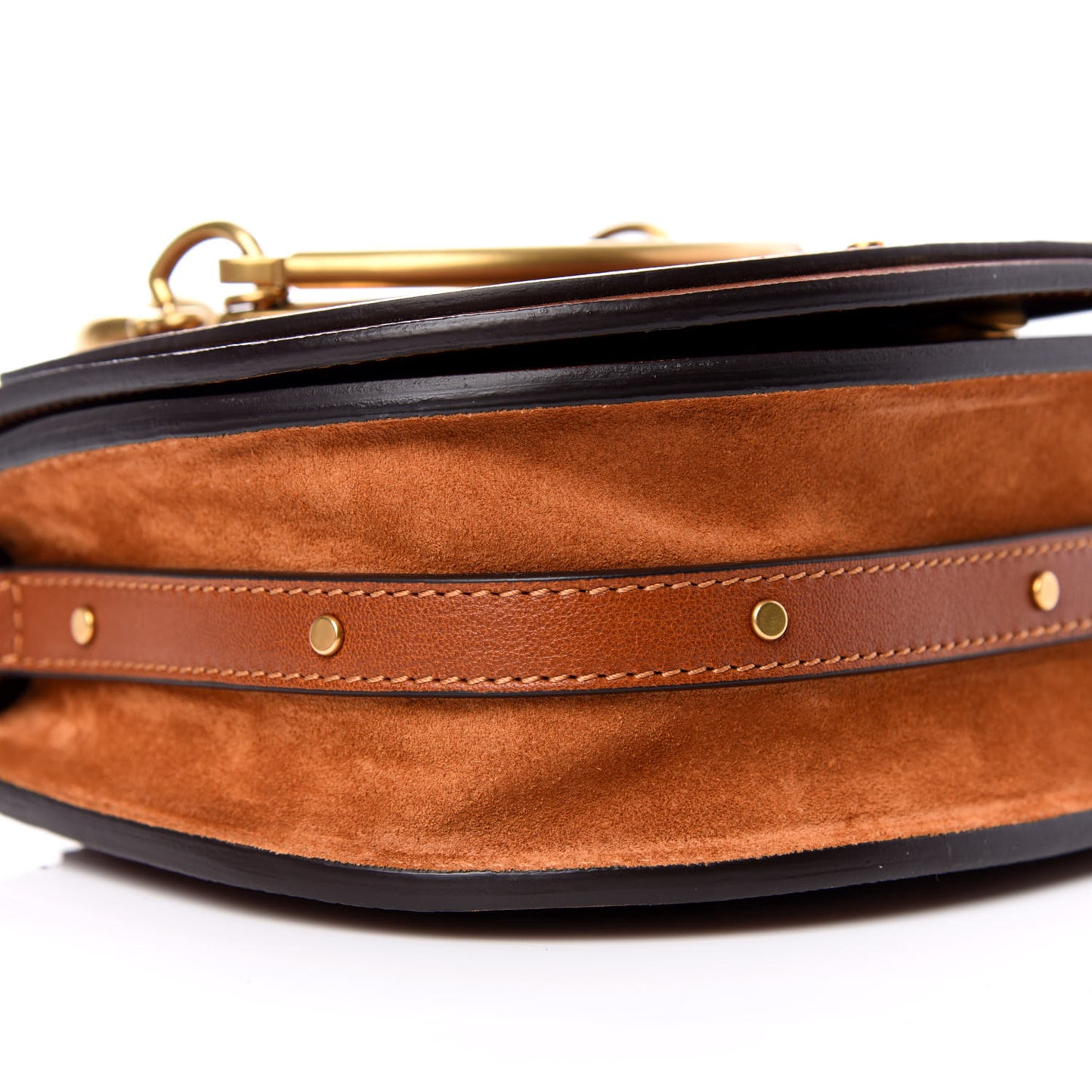 Calfskin Suede Small Nile Bracelet Bag Caramel