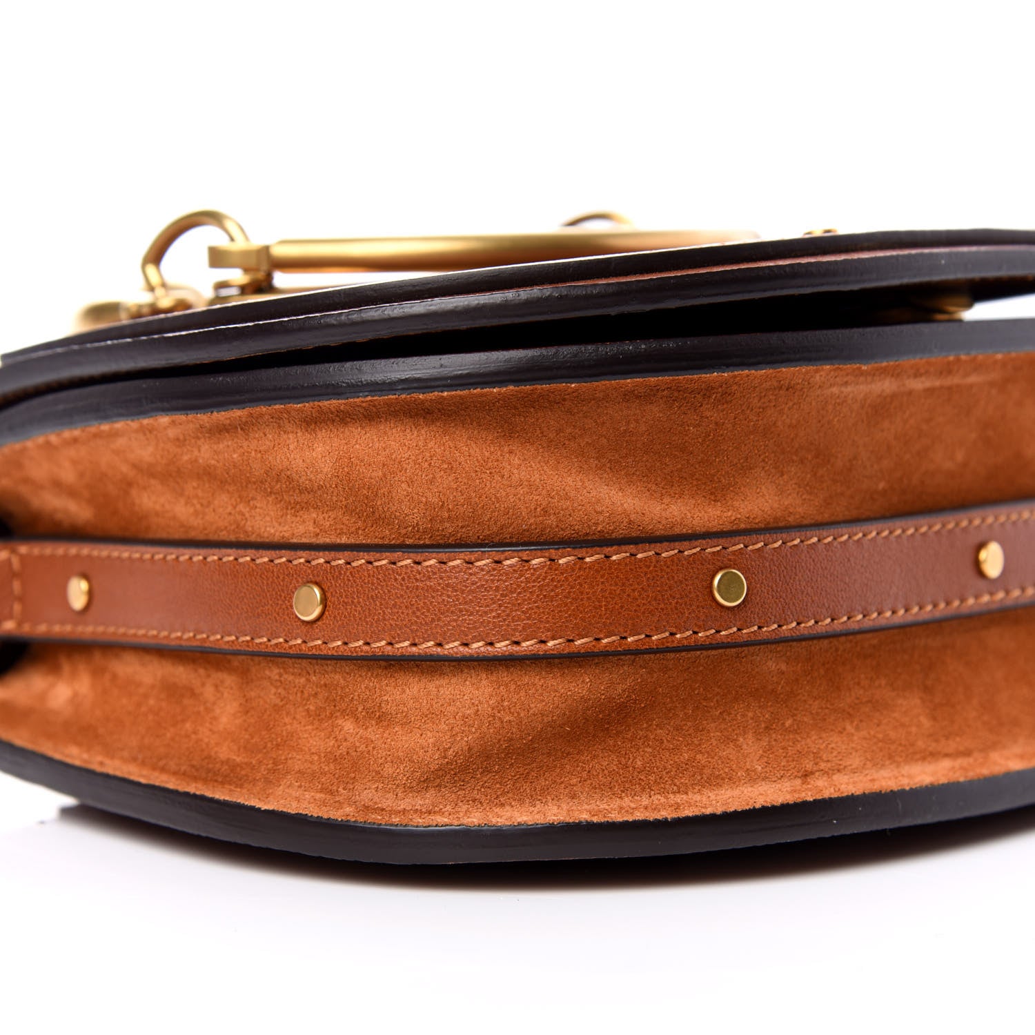 Chloe Calfskin Suede Small Nile Bracelet Bag Caramel 7 of 9