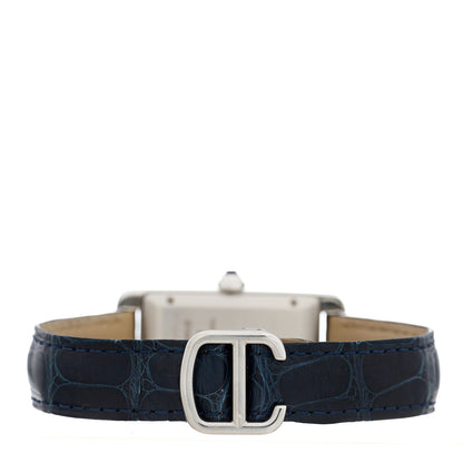 Cartier Stainless Steel Alligator 22mm Tank Americaine Automatic Watch Blue 3 of 5
