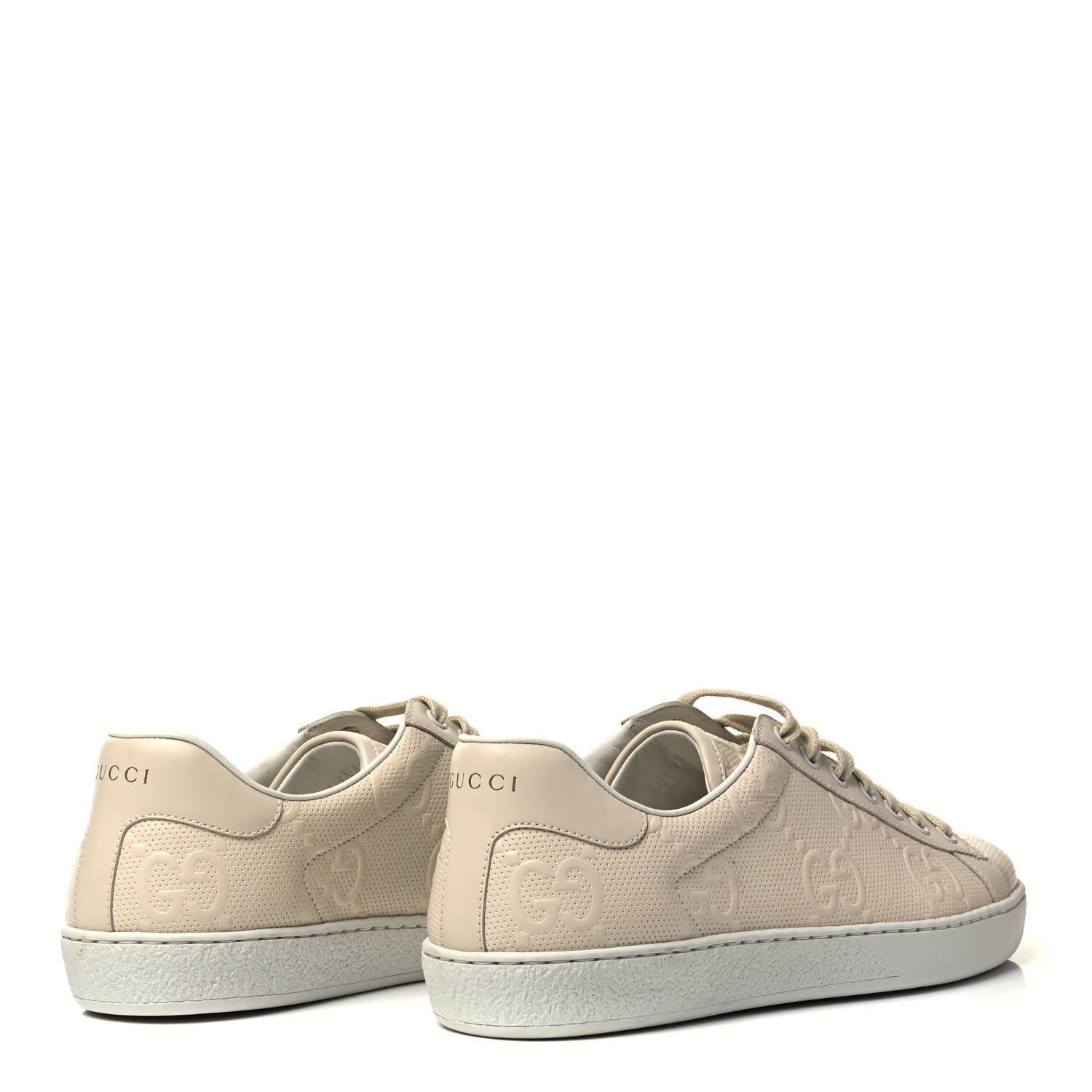Gucci Calfskin GG Tennis Embossed Mens Ace Sneakers 7 Mystic White 4 of 8