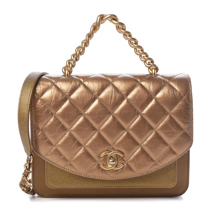 Chanel Metallic Lambskin Caviar Quilted Chain Handle Flap Bronze 1 of 13