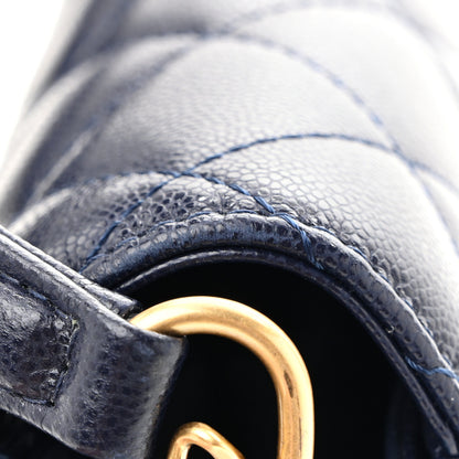 Chanel Shiny Caviar Quilted Mini Top Handle Flap Navy Blue 15 of 15