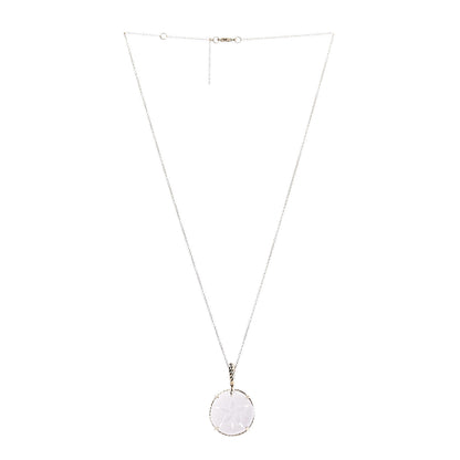 David Yurman 18K Yellow Gold White Agate Sand Dollar Amulet Pendant Necklace 3 of 6