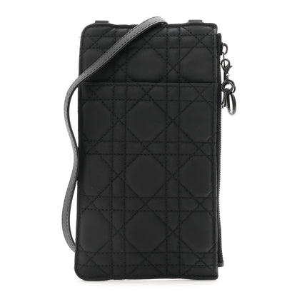 Christian Dior Ultra Matte Calfskin Cannage Lady Dior Zip Wallet With Strap Black 1 of 10