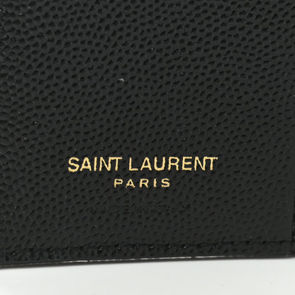 Saint Laurent Grain De Poudre Matelasse Chevron Monogram Zipped Card Case Black 6 of 9