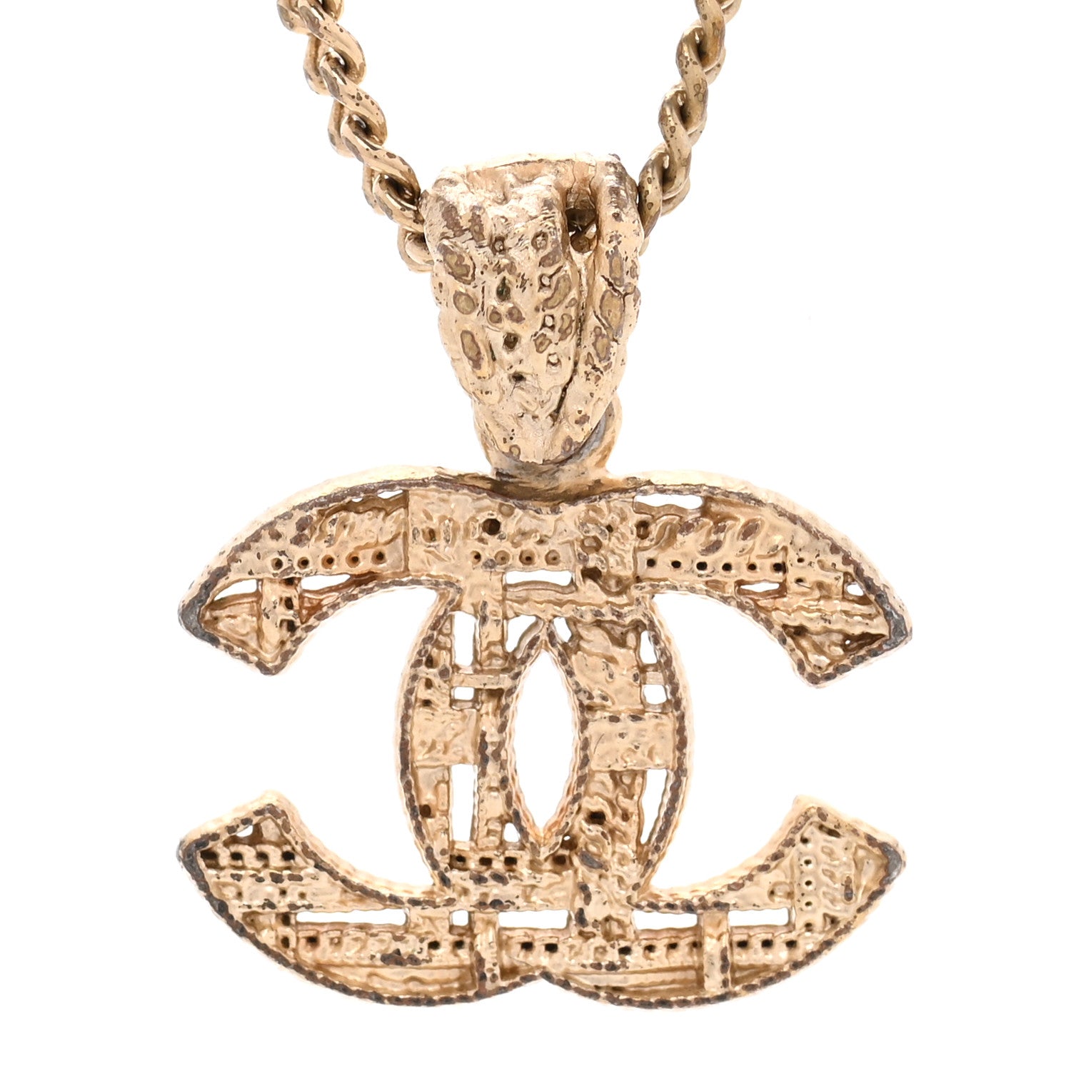Chanel Tweed Effect CC Necklace Gold 4 of 6
