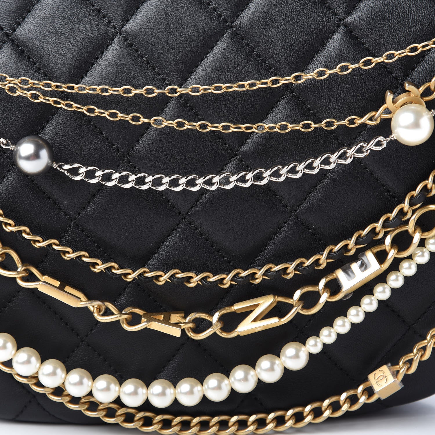 Chanel Lambskin Quilted All About Chains Hobo Black 10 of 10