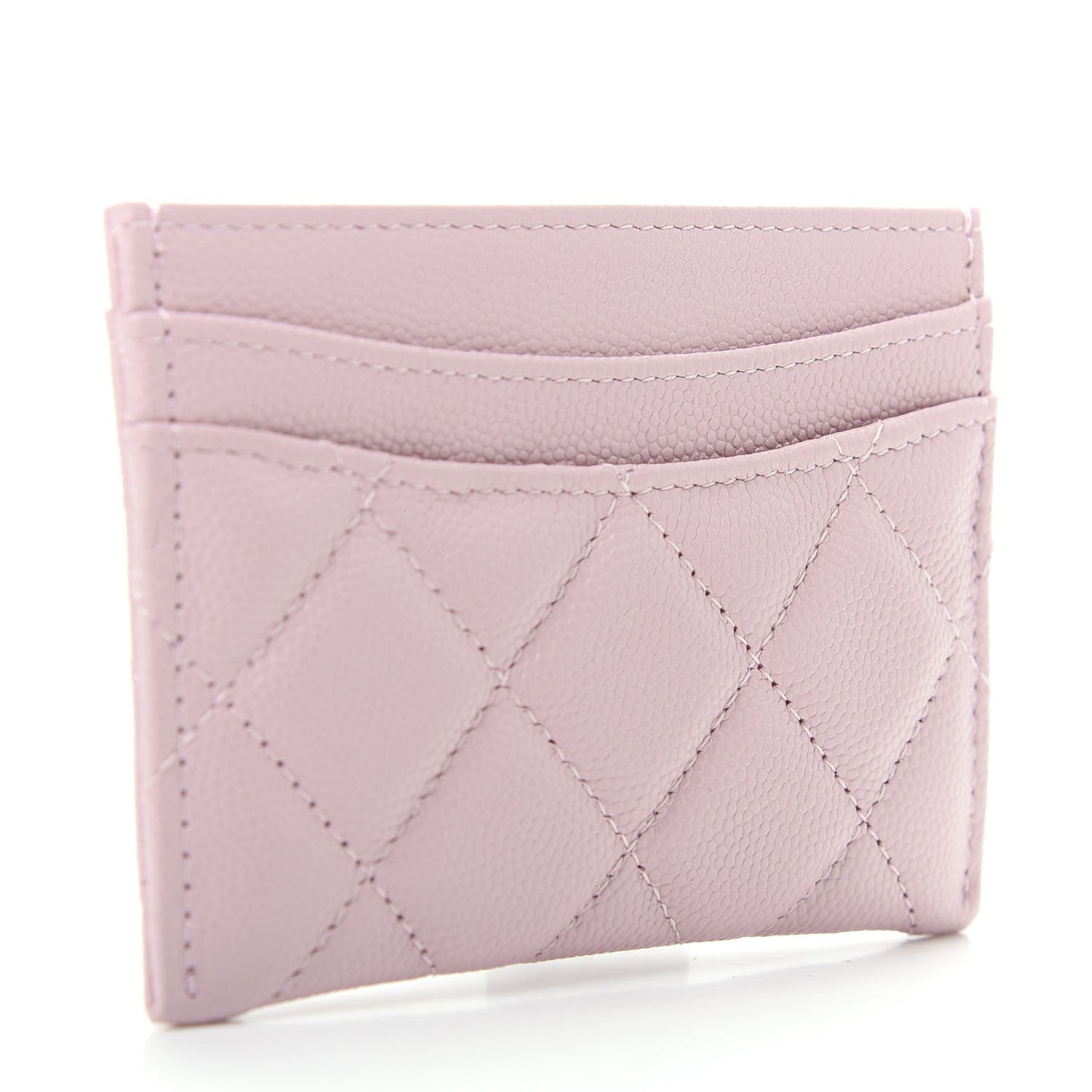 Caviar Quilted Card Holder Light Pink