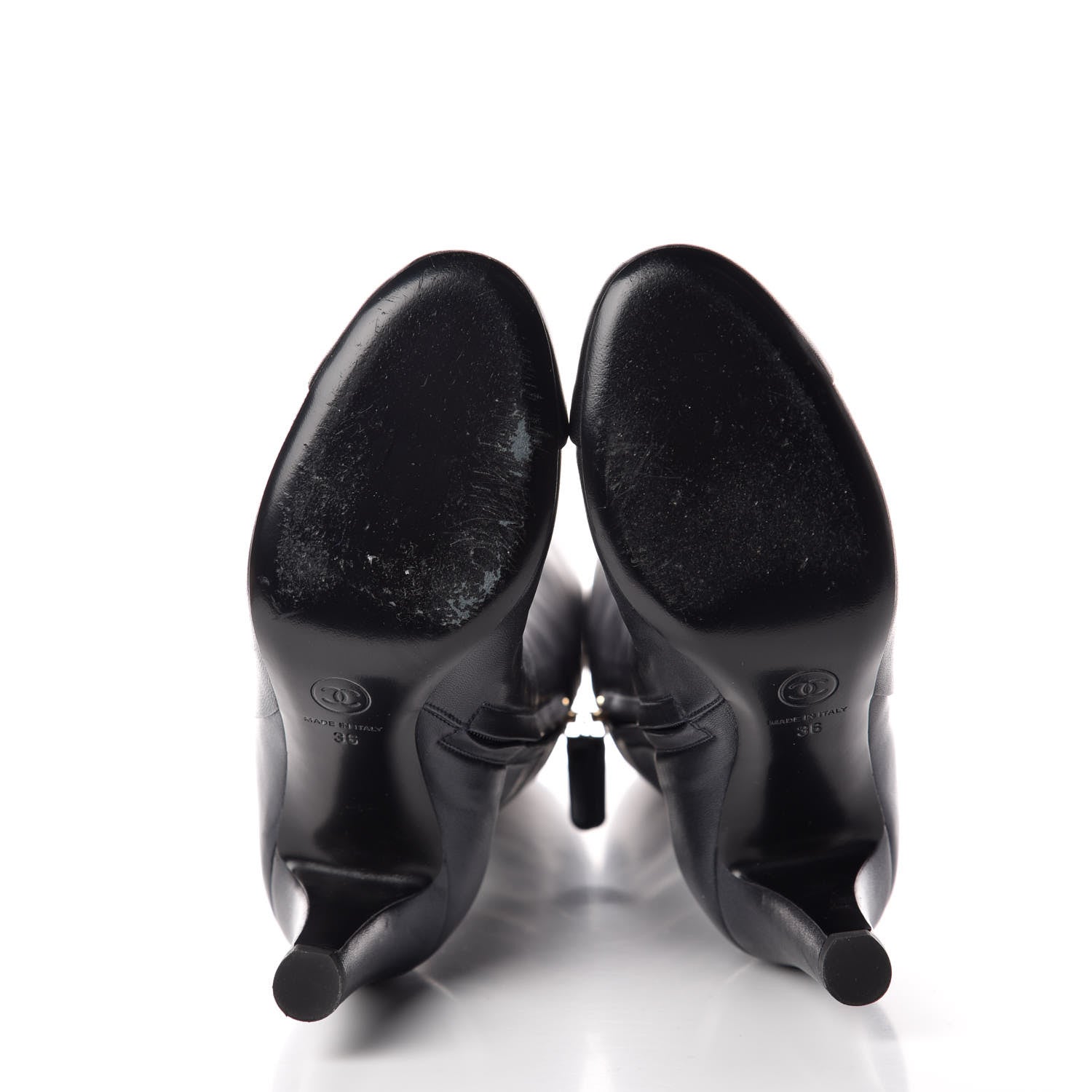 Chanel Lambskin CC Cap Toe High Boots 36 Pearly Black 7 of 10