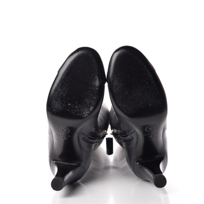 Chanel Lambskin CC Cap Toe High Boots 36 Pearly Black 7 of 10