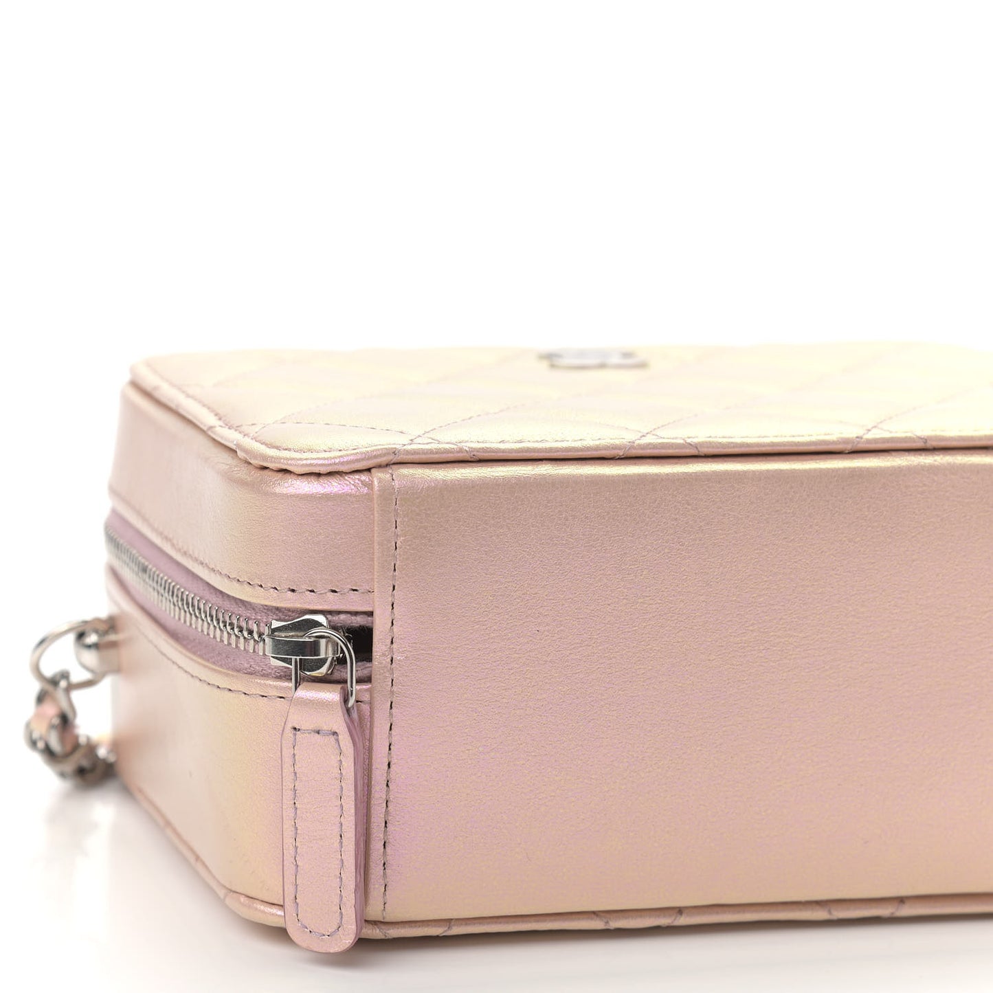 Iridescent Calfskin Quilted Camera Bag Pink