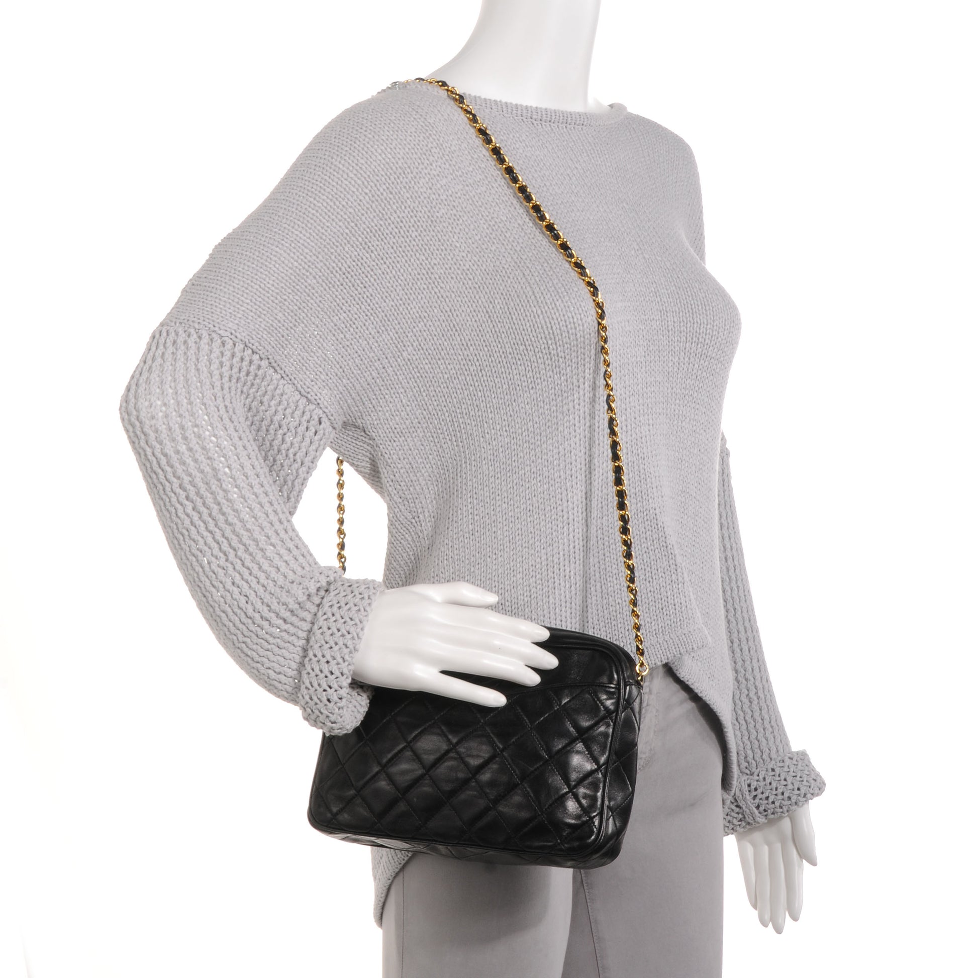 Chanel Lambskin Quilted Tassel Camera Case Black 2 of 7