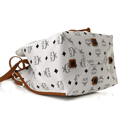 MCM Visetos Drawstring Bucket Bag White 8 of 14