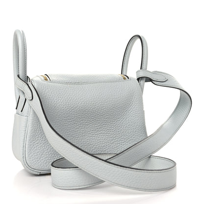 Hermes Taurillon Clemence Mini Lindy 20 Bleu Pale 3 of 11
