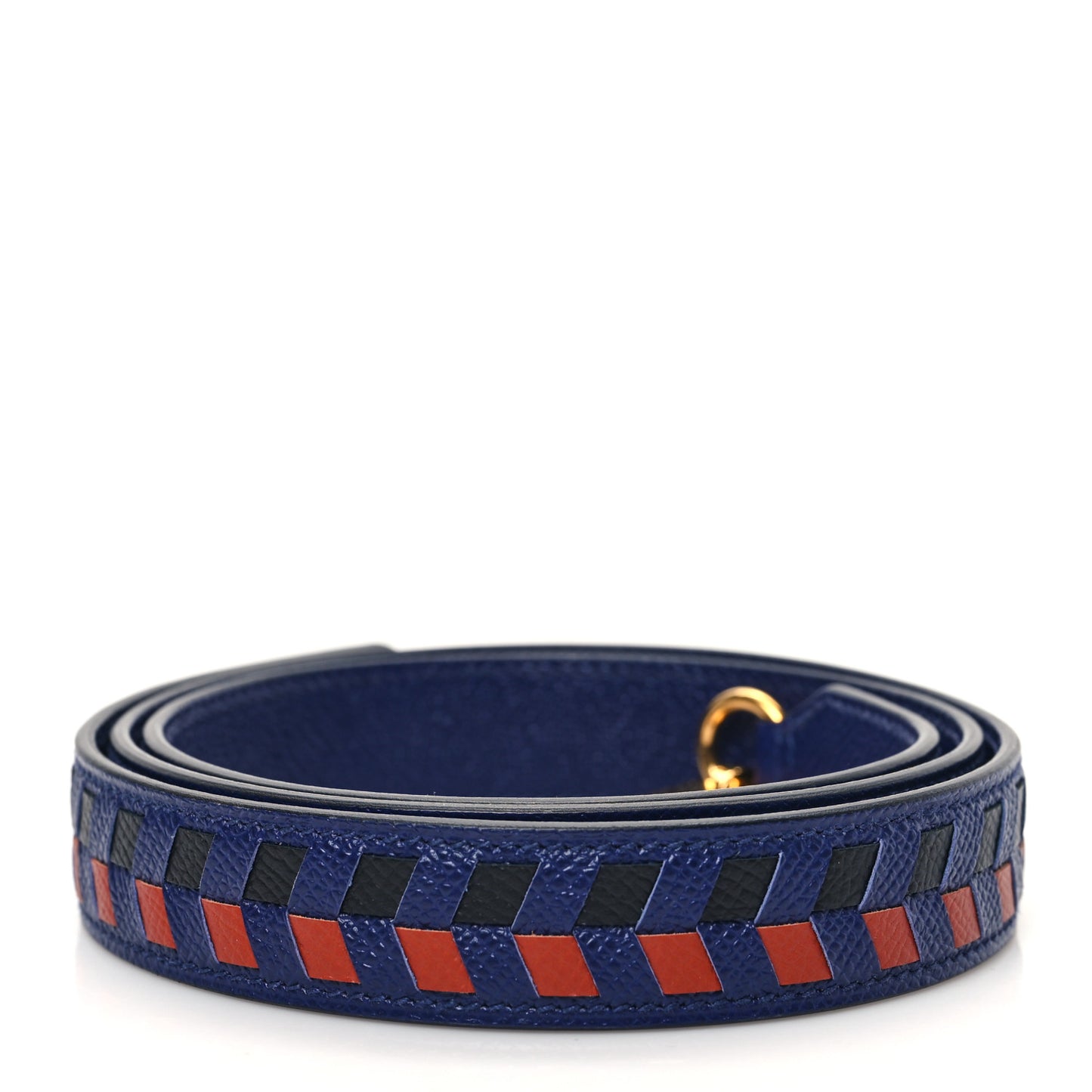 Epsom 25mm Tressage Shoulder Strap Bleu Indigo Noir Terre Battue