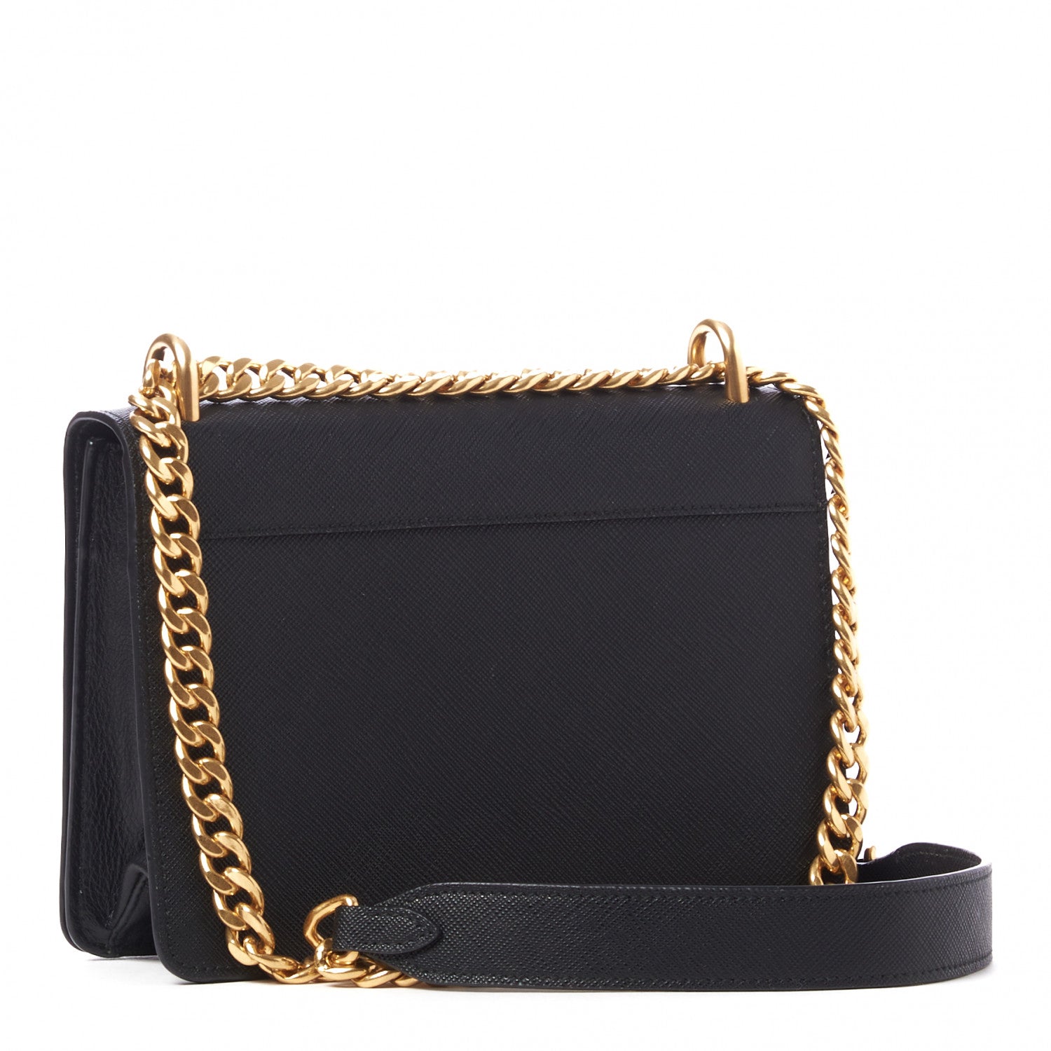 Prada Saffiano Chain Shoulder Bag Black 2 of 8