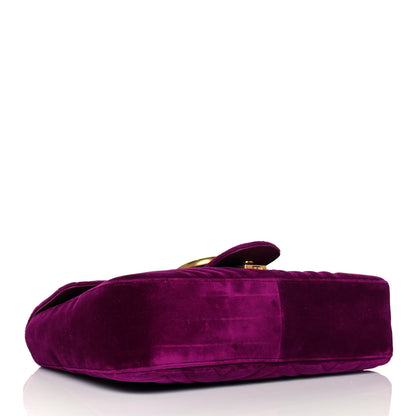 Gucci Velvet Matelasse Medium GG Marmont Shoulder Bag Fuchsia Violet Cyclamen 4 of 14