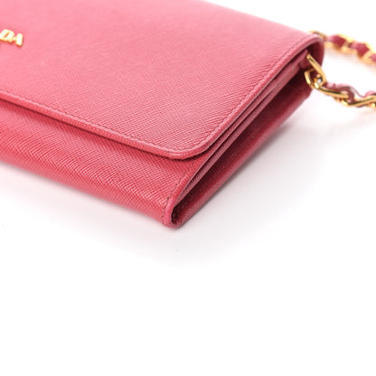Prada Saffiano Metal Oro Chain Wallet Peonia 6 of 12