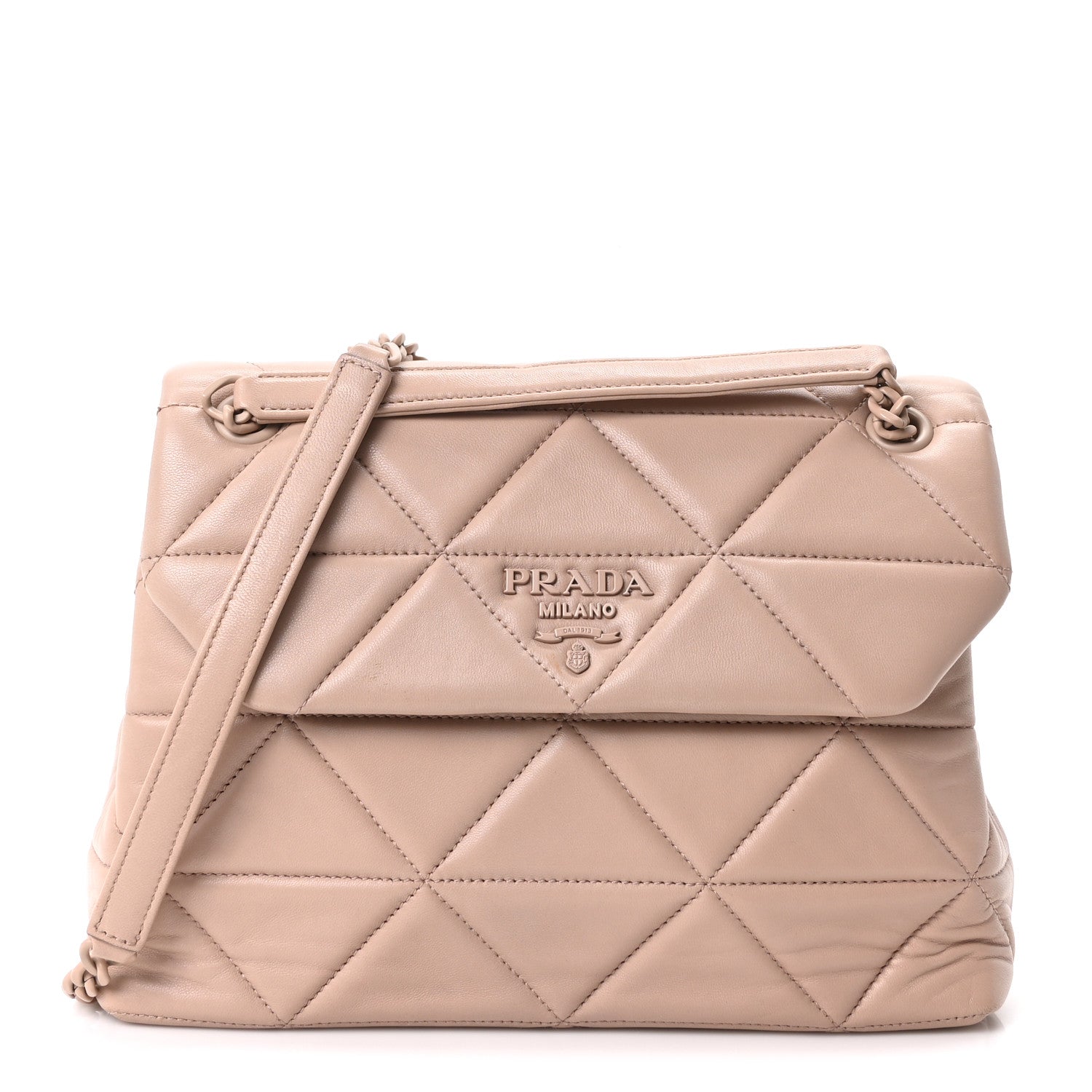 Prada Nappa Triangle Stitched Large Spectrum Bag Cipria 1 of 10