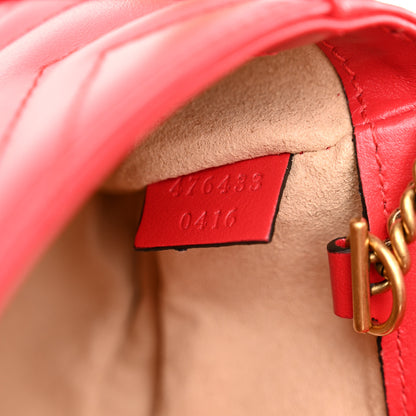 Gucci Calfskin Matelasse Super Mini GG Marmont Shoulder Bag Hibiscus Red 7 of 11