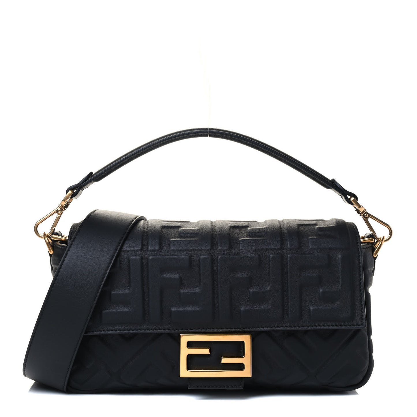 Nappa FF 1974 Embossed Baguette Black