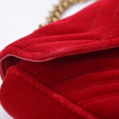 Gucci Velvet Matelasse Mini GG Marmont Shoulder Bag Hibiscus Red 11 of 13