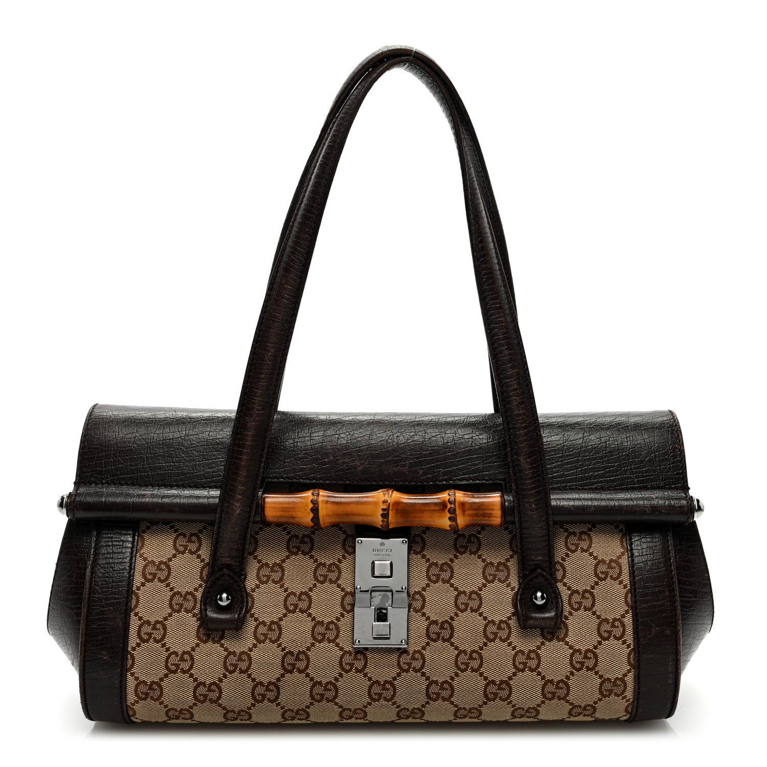 Gucci Monogram Bamboo Bullet Bag Dark Brown 1 of 9