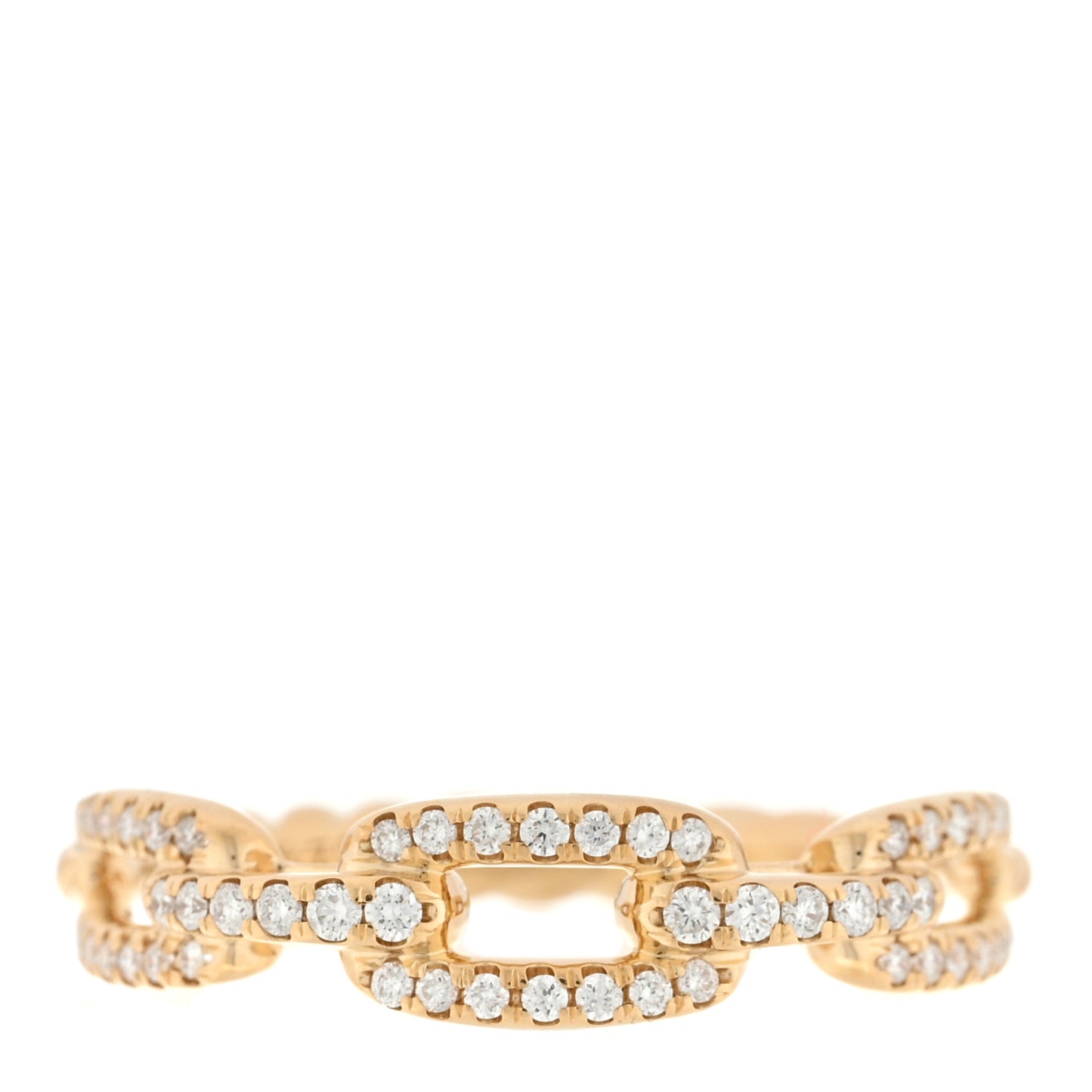 18K Yellow Gold Diamond 4.5mm Stax Single Row Chain Link Ring 50 5.5