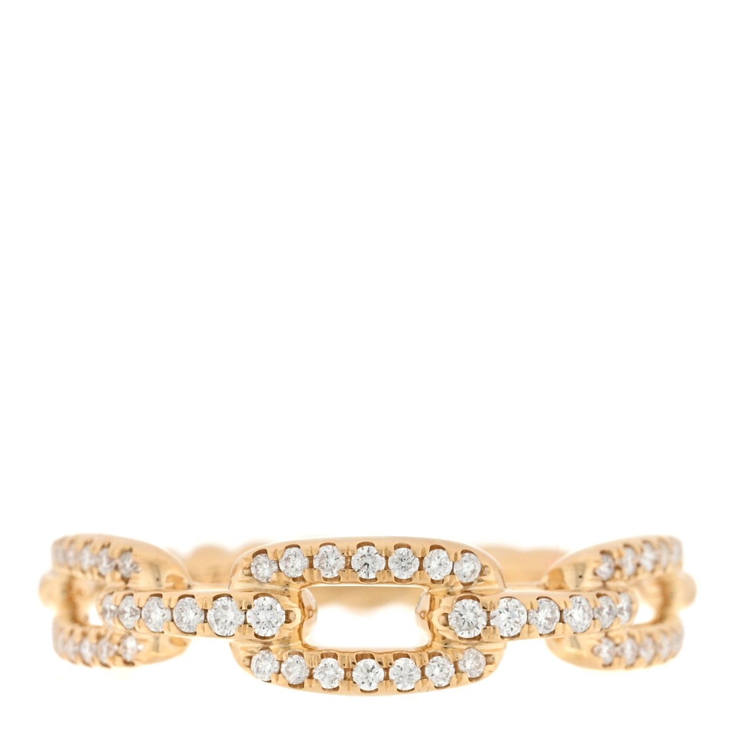 David Yurman 18K Yellow Gold Diamond 4.5mm Stax Single Row Chain Link Ring 50 5.5 1 of 4