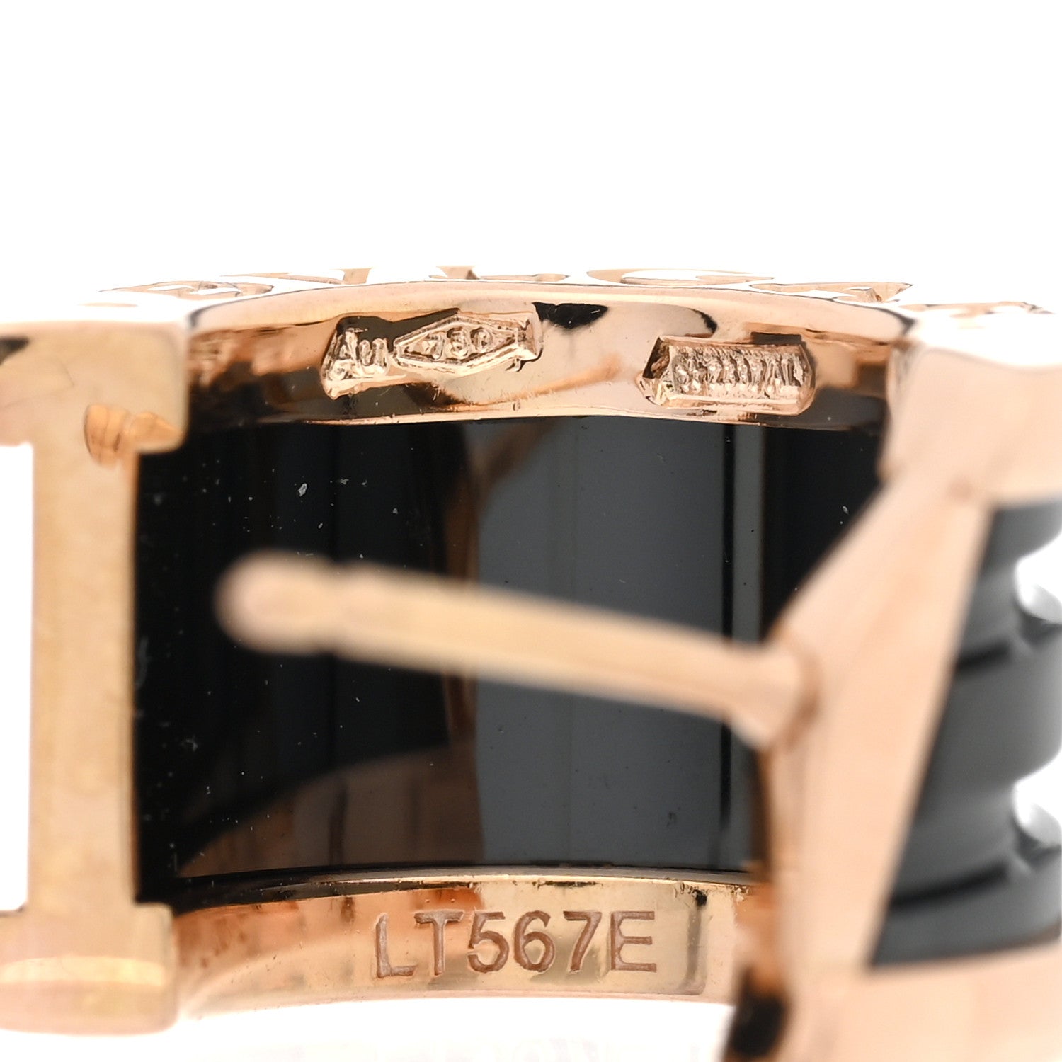 Bulgari 18K Rose Gold Black Ceramic B.Zero1 Hoop Earrings 4 of 4