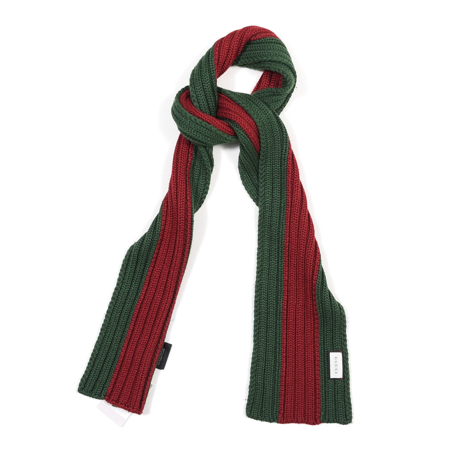 Silk Wool Knit Web Scarf Green Red
