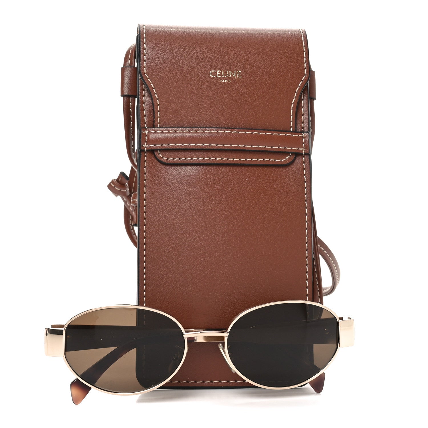 Celine Metal Triomphe 01 Sunglasses CL40235U Rose Gold Brown