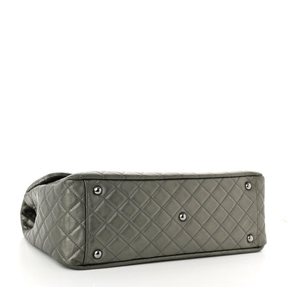 Chanel Metallic Calfskin Quilted XXL Travel Flap Bag Dark Silver 4 of 10